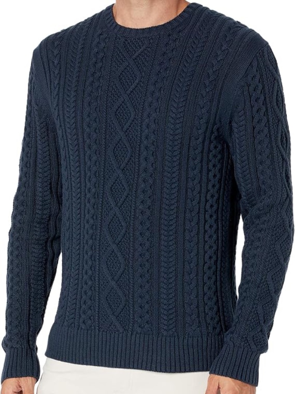 NWOT Amazon Essentials Men's Long-Sleeve Cable Crewneck Sweater